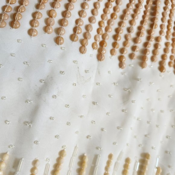 Parker Women’s Tan Cream Beaded Sleeveless Mini Dress Size M - Picture 11 of 17